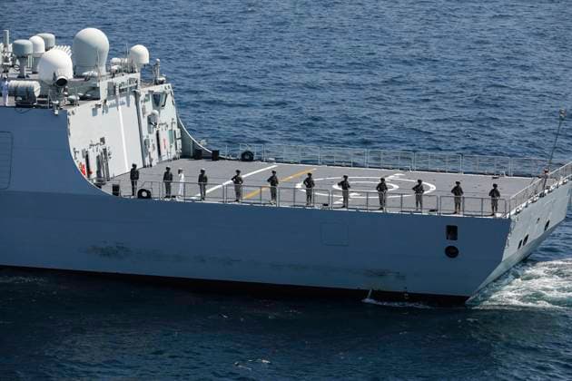 March 18, 2023, UNDEFINED, UNDEFINED, INDIAN OCEAN: A handout the Iranian Army on March 18, 2023, shows warships during a Russia, China, and Iran joint naval exercise in the Gulf of Oman. Russia, China, and Iran finished a joint maritime training in the Gulf of Oman. UNDEFINED INDIAN OCEAN - ZUMAi98_ 20230318_zih_i98_014 Copyright: xIranianxArmyxOfficex