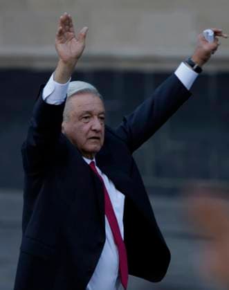 85th Anniversary Of The Oil Expropriation In Mexico Andres Manuel Lopez Obrador, President of Mexico, outside the National Palace in the Zocalo in Mexico City greets thousands of people who attended the message to the nation on the occasion of the 85th Anniversary of the Oil Expropriation in Mexico. Mexico City Mexico  Copyright: xGerardoxVieyrax originalFilename: vieyra-notitle230318_npMo1.jpg