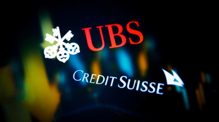 Swiss Investors Considering Legal Action Over Credit Suisse Deal UBS and Credit Suisse logos are seen in this photo illustration in Warsaw, Poland on 20 march, 2023. Swiss investors are seeking to take legal action after UBS™s takeover of Credit Suisse. Investors claim emergency measures taken by regulators meant shareholders did not get any vote on the transaction. Warsaw Poland  Copyright: xJaapxArriensx originalFilename: arriens-swissinv230320_npygE.jpg