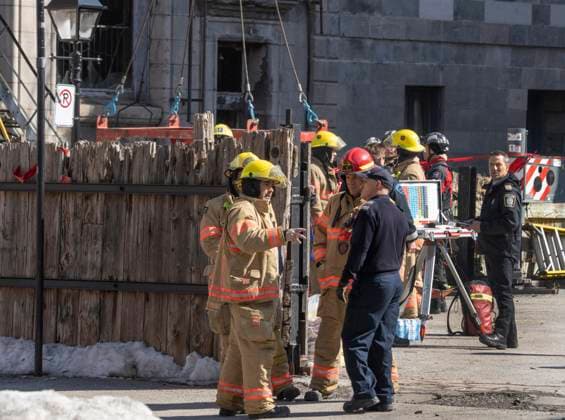 March 20, 2023, Montreal, PQ, Canada: Firefighters continue the search for victims Monday, March 20, 2023 at the scene of last weeköÄÃ s fire that left one person dead and six people missing in Montreal. Montreal Canada  - ZUMAc35_ 20230320_zaf_c35_011 Copyright: xRyanxRemiorzx