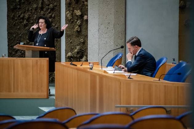 THE HAGUE - Caroline van der Plas (BBB) and Prime Minister Mark Rutte during a plenary debate in the House of Representatives about the European summit of 23 and 24 March 2023. ANP BART MAAT netherlands out - belgium out  Copyright: xx x465483564x originalFilename: 465483564.jpg