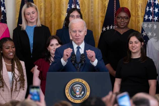 March 22, 2023, Washington, District of Columbia, USA: United States President Joe Biden speaks during a reception celebrating Women™s History Month at the White House in Washington, DC, on March 22, 2023 Washington USA - ZUMAs152 20230322_zaa_s152_145 Copyright: xChrisxKleponisx