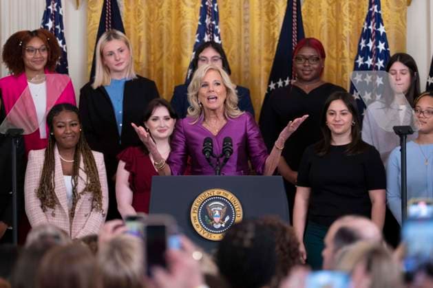March 22, 2023, Washington, District of Columbia, USA: First lady Dr. Jill Biden speaks during a reception celebrating Women™s History Month at the White House in Washington, DC, on March 22, 2023 Washington USA - ZUMAs152 20230322_zaa_s152_138 Copyright: xChrisxKleponisx