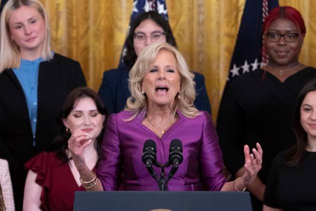 March 22, 2023, Washington, District of Columbia, USA: First lady Dr. Jill Biden speaks during a reception celebrating Women™s History Month at the White House in Washington, DC, on March 22, 2023 Washington USA - ZUMAs152 20230322_zaa_s152_135 Copyright: xChrisxKleponisx