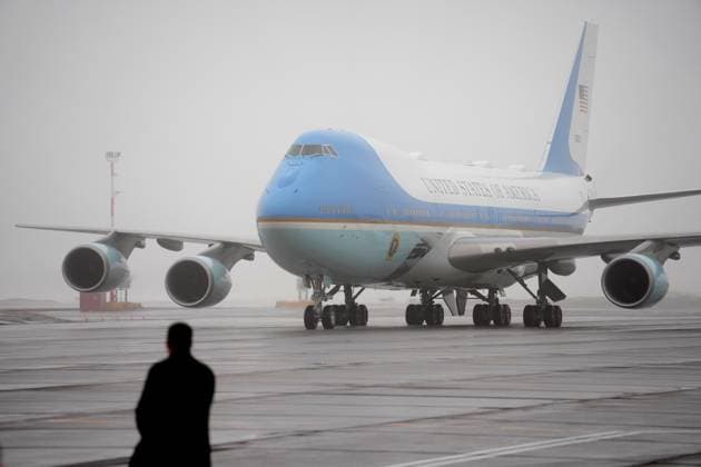 March 23, 2023, Ottawa, ON, CANADA: Air Force One, carrying the President of the United States Joe Biden, arrives on a foggy evening in Ottawa on Thursday, March 23, 2023. Ottawa CANADA  - ZUMAc35_ 20230323_zaf_c35_098 Copyright: xSeanxKilpatrickx