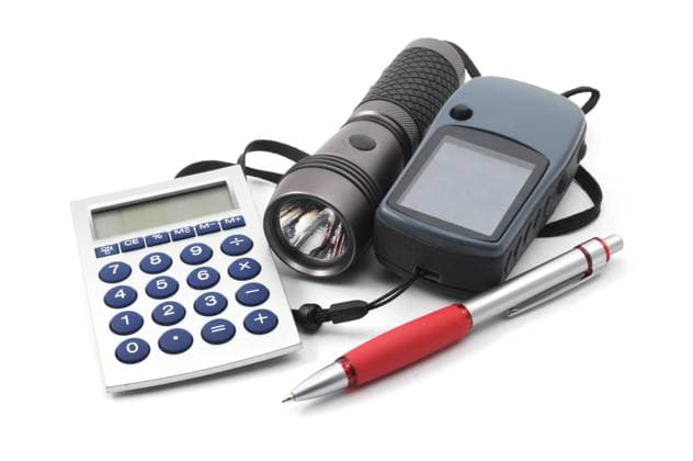 geocaching still life with gps and flashlight isolated on white background Copyright: xGunnarxPippelx xDesignxPicsx , 30579307 Copyright: GunnarxPippelx xDesignxPics 30579307