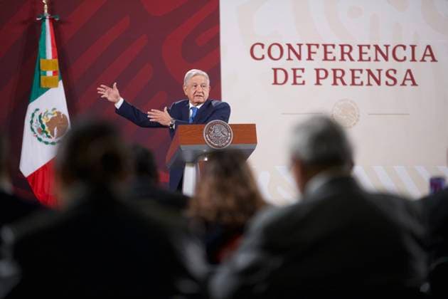 President of Mexico Lopez Obrador News Conference March 24, 2023, Mexico City, Mexico: Mexican President, Andres Manuel Lopez Obrador, answers questions to media during his briefing conference at National Palace. on March 24, 2023 in Mexico City, Mexico. (Photo by Julian Lopez Eyepix Group) Copyright: xJulianxLopez xEyepixxGroupx JL_24032023_90261