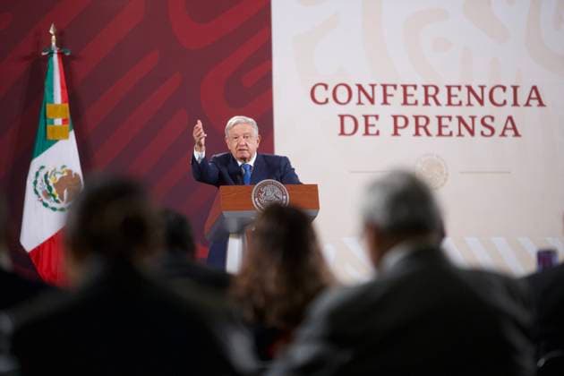President of Mexico Lopez Obrador News Conference March 24, 2023, Mexico City, Mexico: Mexican President, Andres Manuel Lopez Obrador, answers questions to media during his briefing conference at National Palace. on March 24, 2023 in Mexico City, Mexico. (Photo by Julian Lopez Eyepix Group) Copyright: xJulianxLopez xEyepixxGroupx JL_24032023_90262