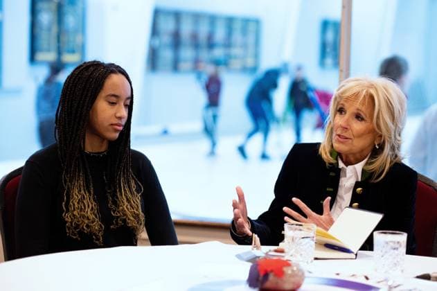 March 24, 2023, Ottawa, ON, Canada: First lady Jill Biden speak with youth about mental health and sports at the Rideau Curling Club during U.S. President Joe Biden s official in Ottawa, on Friday, March 24, 2023. Ottawa Canada  - ZUMAc35_ 20230324_zaf_c35_037 Copyright: xSpencerxColbyx