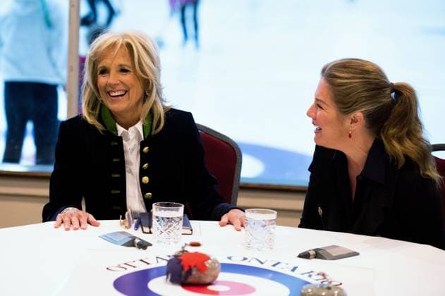March 24, 2023, Ottawa, ON, Canada: First lady Jill Biden speak with youth about mental health and sports at the Rideau Curling Club during U.S. President Joe Biden s official in Ottawa, on Friday, March 24, 2023. Ottawa Canada  - ZUMAc35_ 20230324_zaf_c35_038 Copyright: xSpencerxColbyx