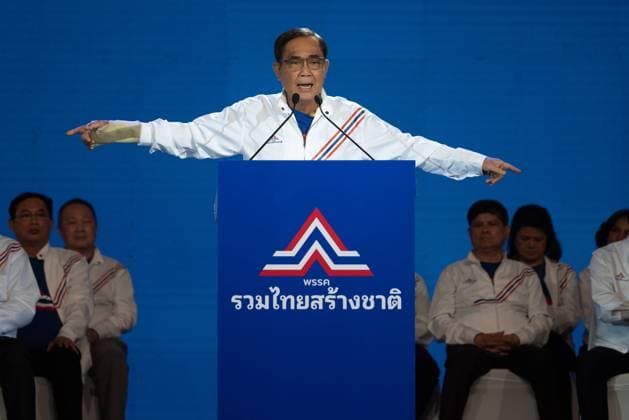 News Themen der Woche KW12 Thailand: United Thai Nation Party announces Candidate for Prime Minister Prayuth Chan-ocha (C), delivers an election readiness speech on United Thai Nation Party campaign stage, at IMPACT Exhibition and Convention Center, Pakkred District, Nonthaburi (Bangkok greater) on March 25, 2023. Nonthaburi Nonthaburi Province Thailand Copyright: TeeraxNoisakran