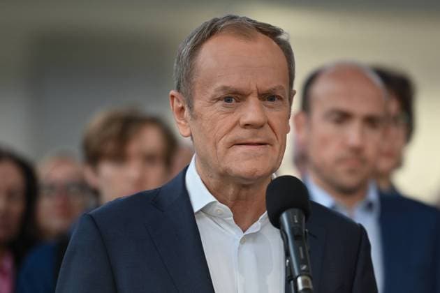 Leader Of Civic Platform, Donald Tusk, Wraps Up Election Campaign Tour In Silesia KATOWICE, POLAND - MARCH 26: Donald Tusk, Chairman of the Civic Platform (PO) opposition party, addresses the press at the Szyb Gallery in Katowice, surrounded by party members, on March 26, 2023, in Katowice, Poland. The leader of Civic Platform concludes his election campaign tour in the Silesia region, meeting with party members and supporters. Katowice Poland  Copyright: xArturxWidakx originalFilename: widak-leaderof230326_np4VL.jpg