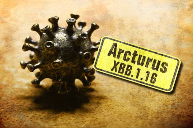 PHOTOMONTAGE, New Corona Variant XBB 1 16 Arcturus, Symbol Photo ** NUR FUER REDAKTIONELLE ZWECKE ** EDITORIAL USE ONLY **