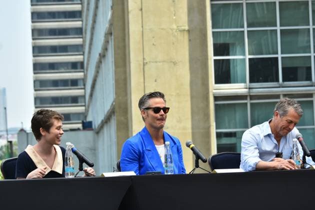 Dungeons & Dragons: Honor Among Thieves Press Conference March 29, 2023, Mexico City, Mexico: (L-R) Sophia Lillis, Chris Pine and Hugh Grant during the film press conference for the Dungeons and Dragons: Honor Among Thieves at Four Season Mexico. on March 29, 2023 in Mexico City, Mexico. (Photo by Carlos Tischler Eyepix Group) Copyright: xCarlosxTischler xEyepixxGroupx CT_29032023_90590