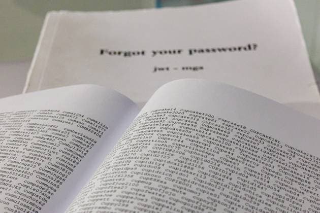 Book volumes Forgot your Password A work of art by Aram Bartholl contains several thousand password variants The exhibition DeutschlandDigital from 24 March 2023 to 04 February 2024 at the House of History in Bonn 30 03 2023 Bonn Gronau NRW Germany