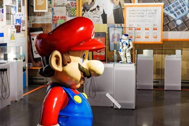 A life-size figure of Super Mario The exhibition DeutschlandDigital from 24 March 2023 to 04 February 2024 in the House of History in Bonn 30 03 2023 Bonn Gronau NRW Germany