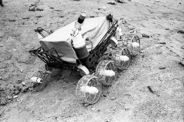 Crimea, Ukrainian SSR, USSR. December, 1970. Lunokhod-1 Lunar Rover pass the test under ground conditions simulating lunar soil at the lunodrom of the Ã‘Âentre for deep space. The exact date of the photograph is unknown. Nikolay Akimov TASS  8140954