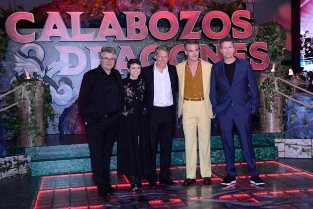 Dungeons & Dragons: Honor Among Thieves Film Premiere March 29, 2023, Mexico City, Mexico: (L-R) Jeremy Latcham, Sophia Lillis,Hugh Grant, Chris Pine and Director Jonathan Goldstein attend the film ˜the Dungeons and Dragons: Honor Among Thieves™ film premiere at Cinepolis Plaza Universidad . on March 29, 2023 in Mexico City, Mexico. (Photo by Jorge Gonzalez Eyepix Group) Copyright: xJorgexGonzalez xEyepixxGroupx JG_29032023_90671