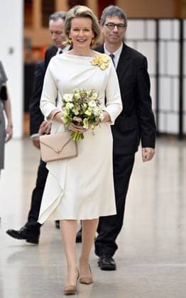 Queen Mathilde of Belgium pictured during a royal visit to the new exhibition Expedition Egypt at the Art and History Museum (Museum Kunst & Geschiedenis - Musee de l Art et d Histoire), in Brussels, Thursday 30 March 2023.  ERICxLALMAND 63906661