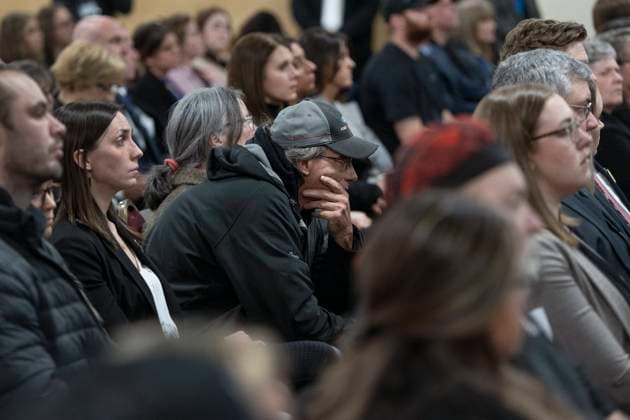 March 30, 2023, Truro, NS, Canada: Friends, family, and supporters of the victims of the mass killings in rural Nova Scotia in 2020 attend the beginning of the final report of the Mass Casualty Commission inquiry in Truro, N.S. on Thursday, March 30, 2023. Truro Canada  - ZUMAc35_ 20230330_zaf_c35_016 Copyright: xDarrenxCalabresex