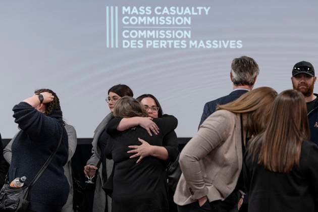 March 30, 2023, Truro, NS, Canada: Family, friends and supporters of the victims of the mass killings in rural Nova Scotia in 2020 gather following the release of the Mass Casualty Commission inquiry s final report in Truro, N.S. on Thursday, March 30, 2023. Truro Canada  - ZUMAc35_ 20230330_zaf_c35_018 Copyright: xDarrenxCalabresex