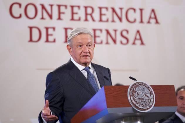 Francisco Casanova is presented as the new president of the Communication Council March 30, 2023, Mexico City, Mexico: Mexican President Andres Manuel LOpez Obrador speaks during the briefing conference, where the change of presidency of the Communication Council takes place at National Palace. on March 30, 2023 in Mexico City, Mexico. (Photo by Julian Lopez Eyepix Group) Copyright: xJulianxLopez xEyepixxGroupx JL_30032023_90762