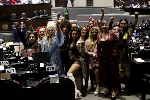 International Day of Transgender Visibility in the Chamber of Deputies of Mexico March 30, 2023, Mexico City, Mexico: The transgender representative, Salma Luevano (red suit) accompanied by a group of transgender people, within the framework of the International Transgender Visibility Day, visit the Chamber of Deputies of Mexico in Mexico City Mexico. on March 30, 2023 in Mexico City, Mexico (Photo by Luis Barron Eyepix Group). Copyright: xLuisxBarronx xEyepixxGroupx LB20230330_TRANS_DIPMX9
