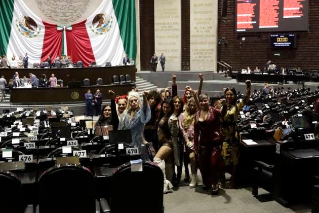 International Day of Transgender Visibility in the Chamber of Deputies of Mexico March 30, 2023, Mexico City, Mexico: The transgender representative, Salma Luevano (red suit) accompanied by a group of transgender people, within the framework of the International Transgender Visibility Day, visit the Chamber of Deputies of Mexico in Mexico City Mexico. on March 30, 2023 in Mexico City, Mexico (Photo by Luis Barron Eyepix Group). Copyright: xLuisxBarronx xEyepixxGroupx LB20230330_TRANS_DIPMX10