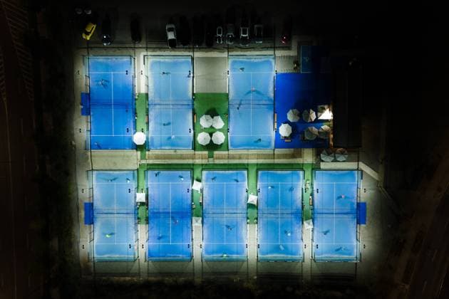 March 30, 2023, Santiago, Metropolitana, Chile: Aerial view of paddle tennis courts in Santiago, a sport that is becoming more and more popular in Chile. Santiago Chile - ZUMAb332 20230330_zip_b332_004 Copyright: xMatiasxBasualdox