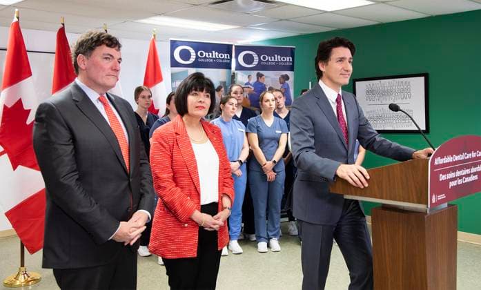March 31, 2023, Moncton, NB, Canada: Prime Minister Justin Trudeau speaks at Oulton College in Moncton, N.B., on Friday, March 31, 2023. Moncton Canada  - ZUMAc35_ 20230331_zaf_c35_065 Copyright: xRonxWardx