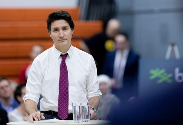 March 31, 2023, Dieppe, NB, Canada: Prime Minister Justin Trudeau takes questions from the audience during a town hall meeting in Dieppe, N.B., on Friday, March 31, 2023. Dieppe Canada  - ZUMAc35_ 20230331_zaf_c35_090 Copyright: xRonxWardx