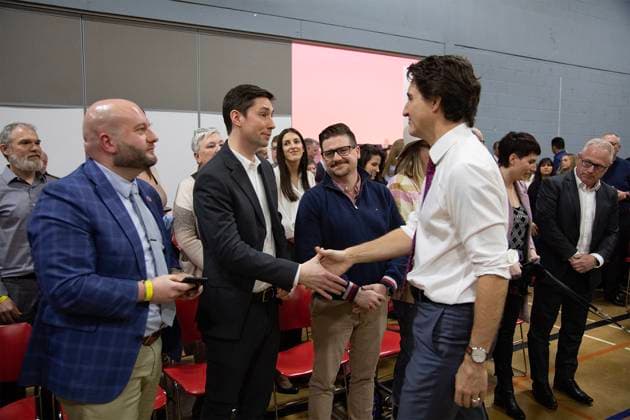 March 31, 2023, Dieppe, NB, Canada: Prime Minister Justin Trudeau greets people during a town hall meeting in Dieppe, N.B., on Friday, March 31, 2023. Dieppe Canada  - ZUMAc35_ 20230331_zaf_c35_092 Copyright: xRonxWardx
