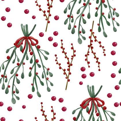Mistletoe and berries Christmas decoration seamless pattern Mistletoes and berries Christmas floral decoration watercolour painting, seamless pattern design illustration on white background Copyright: xZoonar.com ElisabethxCölfenx 19402935