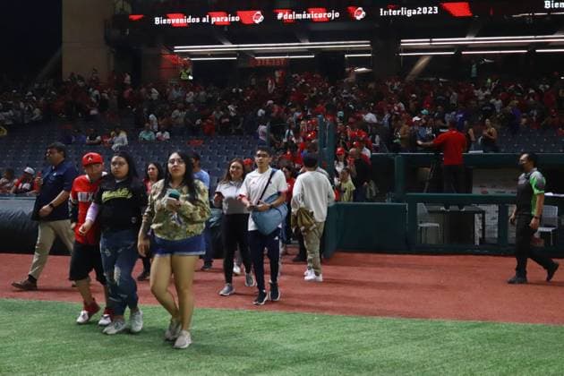 Earthquake of 5.5 degrees Richter is registered April 3, 2023, Mexico City, Mexico: Civil Protection carry out a security protocol after the seismic alert due to the registered tremor of 5.5 degrees Richter, where the fans were admitted to the field of the Alfredo Harp Helu stadium, momentarily suspending the game between Bulls de Tijuana and Red Devils of MÃ xico on April 03, 2023 in Mexico City, Mexico. (Photo by Carlos Santiago Eyepix Group) Copyright: xCarlosxSantiagox xEyepixxGroupx CS202304035859