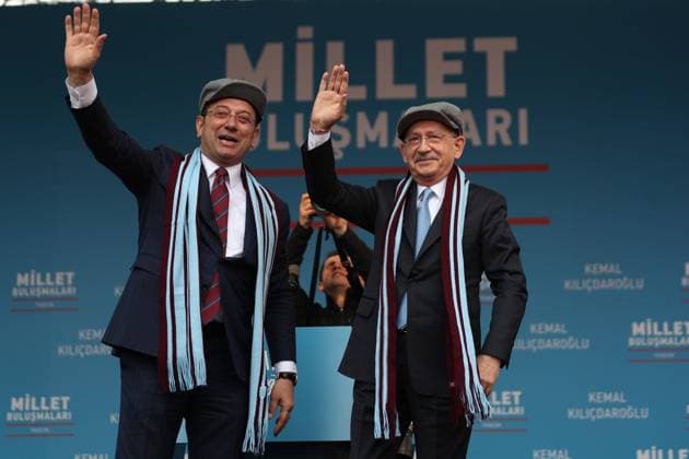 Bilder des Jahres 2023, News 04 April News Themen der Woche KW14 News Bilder des Tages Kemal Kilicdaroglu (R) with Istanbul mayor Ekrem Imamoglu... Kemal Kilicdaroglu, presidential candidate from the Turkish opposition™s six-party alliance speaks during a campaign event ahead of the 14 May general election, in Trabzon, Turkey, 4 April 2023. (Alp Eren Kaya Depo Photos) 17893694