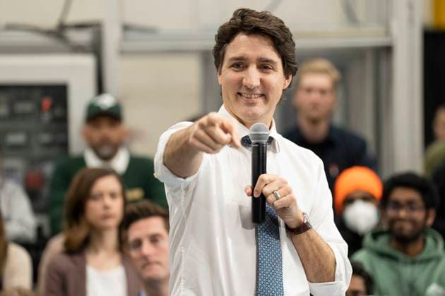 April 5, 2023, Whitby, ON, Canada: Prime Minister Justin Trudeau holds a local townhall with students from Durham College, in Whitby, Ont., Wednesday, April 5, 2023. Whitby Canada  - ZUMAc35_ 20230405_zaf_c35_120 Copyright: xChrisxYoungx