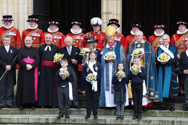 Bilder des Jahres 2023, Entertainment 04 April Entertainment Themen der Woche KW14 König Charles III. und Königin Gemahlin Camilla besuchen Gründonnerstagsliturgie in York . 06 04 2023. York , United Kingdom. King Charles III and Camilla, the Queen Consort, at the Royal Maundy Service at York Minster, United Kingdom.  xStephenxLockx xi-Imagesx IIM-24276-0005