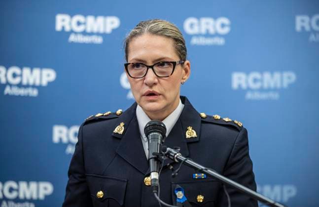 April 10, 2023, SHERWOOD PARK, AB, CANADA: RCMP Superintendent Dale Kendall speaks about RCMP constable Harvinder Singh Dhami who was killed in a car accident on the way to a call, in Sherwood Park, Alta., Monday, April 10, 2023. SHERWOOD PARK CANADA  - ZUMAc35_ 20230410_zaf_c35_020 Copyright: xJasonxFransonx