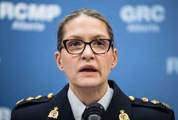 April 10, 2023, SHERWOOD PARK, AB, CANADA: RCMP Superintendent Dale Kendall speaks about RCMP constable Harvinder Singh Dhami who was killed in a car accident on the way to a call, in Sherwood Park, Alta., Monday, April 10, 2023. SHERWOOD PARK CANADA  - ZUMAc35_ 20230410_zaf_c35_022 Copyright: xJasonxFransonx