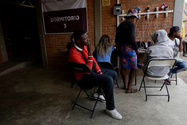 Haitian Migrants Relocated To Shelter In Mexico City Haitian migrants at the Bosque de Tlahuac facilities in Mexico City, who were supported by the National Institute of Migration and the Secretariat of Inclusion and Social Welfare that offered food, lodging, and migratory guidance while they are waiting for a permit or Visitor s Card for Humanitarian Reasons that allows them to transit through national territory between 45 and 90 days to continue their journey to the border. Mexico City Mexico City Mexico  Copyright: xGerardoxVieyrax originalFilename: vieyra-notitle230410_npGfk.jpg
