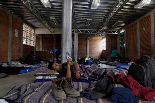 Haitian Migrants Relocated To Shelter In Mexico City A migrant inside a dormitory at the Bosque de Tlahuac facilities in Mexico City, where several people were supported by the National Institute of Migration and the Secretariat for Inclusion and Social Welfare who offered food, lodging, and migration guidance while they are waiting for a permit or Visitor s Card for Humanitarian Reasons that allows them to transit through national territory between 45 and 90 days to continue their journey to the border. Mexico City Mexico City Mexico  Copyright: xGerardoxVieyrax originalFilename: vieyra-notitle230410_npybt.jpg