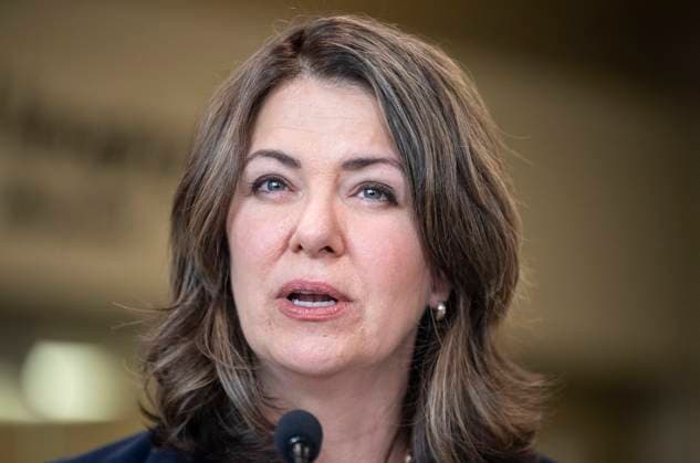 April 11, 2023, SHERWOOD PARK, AB, CANADA: Alberta Premier Danielle Smith announces a public health guarantee in Sherwood Park, Alta., Tuesday, April 11, 2023. SHERWOOD PARK CANADA  - ZUMAc35_ 20230411_zaf_c35_025 Copyright: xJasonxFransonx