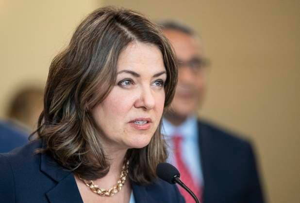 April 11, 2023, SHERWOOD PARK, AB, CANADA: Alberta Premier Danielle Smith announces a public health guarantee in Sherwood Park, Alta., Tuesday, April 11, 2023. SHERWOOD PARK CANADA  - ZUMAc35_ 20230411_zaf_c35_028 Copyright: xJasonxFransonx