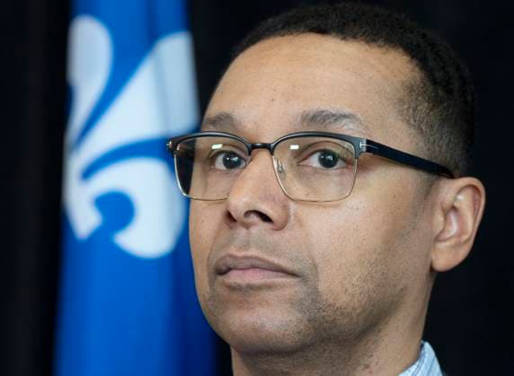 April 12, 2023, Montreal, PQ, Canada: Quebec Social Services Minister Lionel Carmant announces increased funding for people and families with disabilities during a news conference ,Wednesday, April 12, 2023 in Montreal. Montreal Canada  - ZUMAc35_ 20230412_zaf_c35_014 Copyright: xRyanxRemiorzx