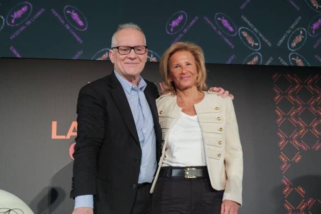 Press conference of the 76th Cannes International Film Festival with new Presidente. Conference de presse du 76 eme Festival International du Film de Cannes. Thierry Fremaux Iris Knobloch 290725 2023-04-13  Copyright: xSergexArnalx xStarfacex STAR_290725_007