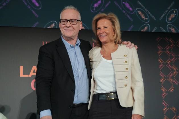 Press conference of the 76th Cannes International Film Festival with new Presidente. Conference de presse du 76 eme Festival International du Film de Cannes. Thierry Fremaux Iris Knobloch 290725 2023-04-13  Copyright: xSergexArnalx xStarfacex STAR_290725_009