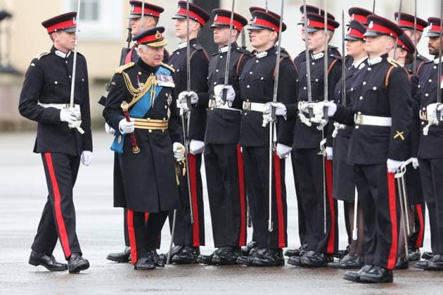 Bilder des Jahres 2023, Entertainment 04 April Entertainment Themen der Woche KW15 Entertainment Bilder des Tages . 14 04 2023. Sandhurst , United Kingdom. King Charles III at the 200th Sovereigns Parade at the Royal Military Academy Sandhurst , United Kingdom.  xStephenxLockx xi-Imagesx IIM-24286-0019
