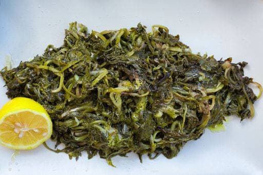 RECORD DATE NOT STATED Greek Cuisine. Delicious Boiled dandelion. Horta or Wild Greens. *** griechisch Cuisine Köstlich aufgekocht Löwenzahn Horta Oder wilde Grünen 18507557
