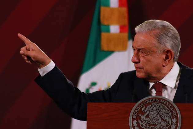 Mexican President Andres Manuel Lopez Obrador Briefing Conference April 14, 2023, Mexico City, Mexico: Mexico s President, Andres Manuel Lopez Obrador, speaks during his briefing conference this Friday at National Palace. on April 14, 2023 in Mexico City, Mexico. (Photo by Carlos Santiago Eyepix Group) Copyright: xCarlosxSantiagox xEyepixxGroupx CS202304145996