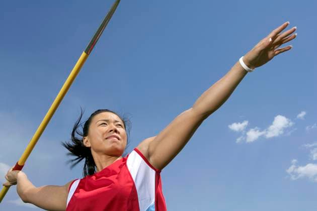 RECORD DATE NOT STATED Chinese athlete throwing a javelin Beijing China Copyright: xýxBluexJeanxImagesxLLCx bji0044_0051